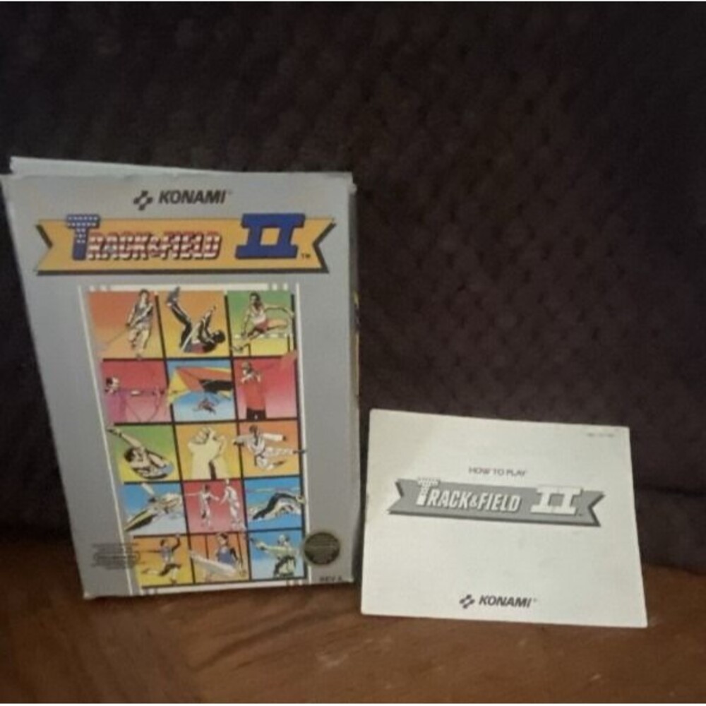 Nintendo NES Track & Field II Original Instruction Manual, & Box, Konami-NO GAME